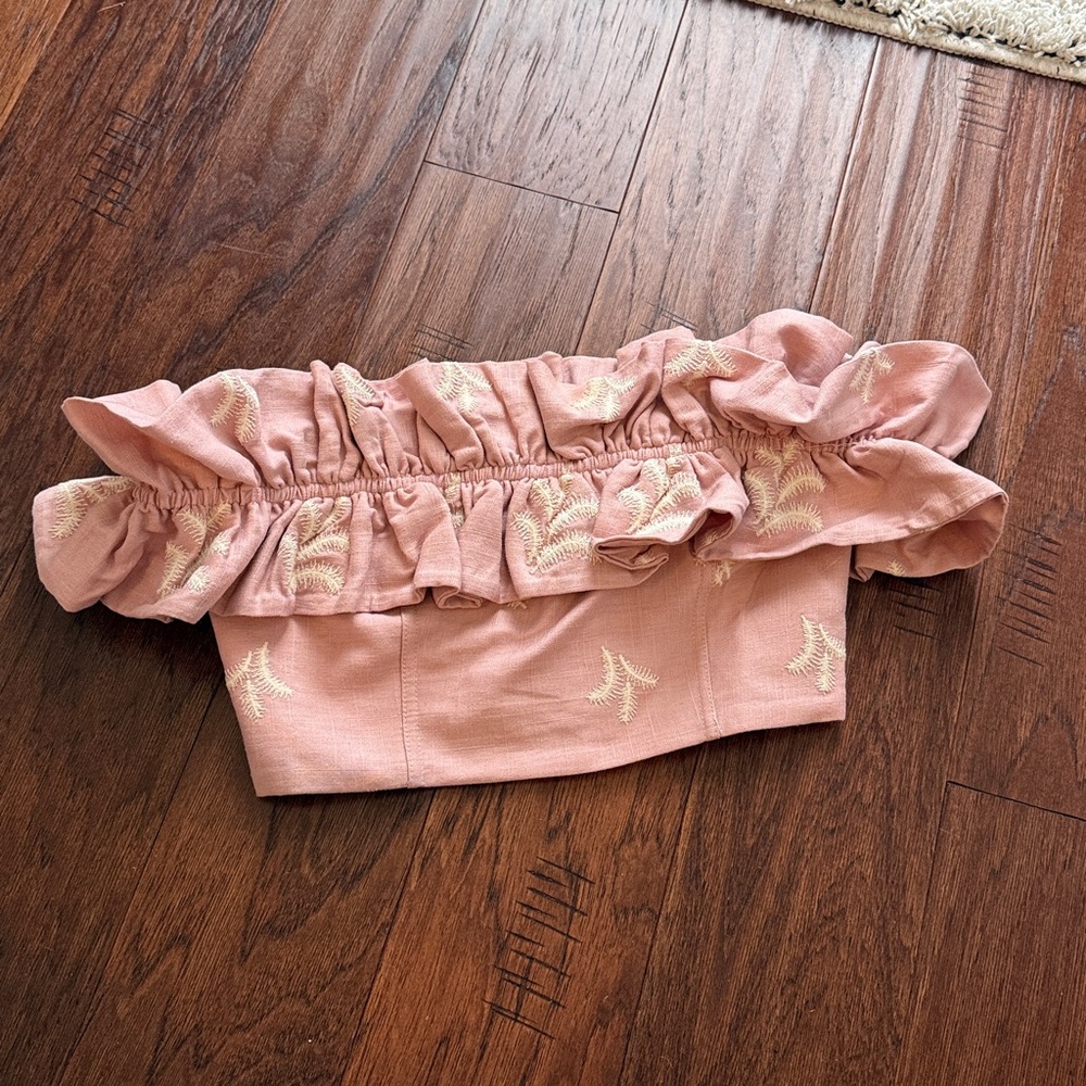 Zara Blush Smocked Detail Top